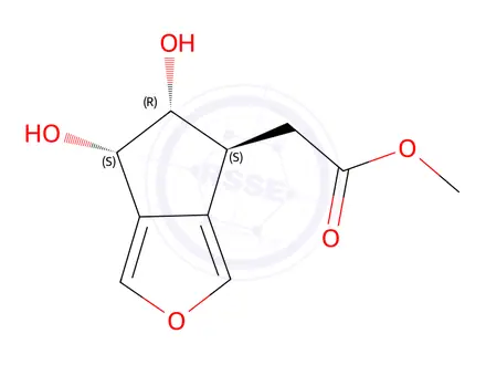 Chemical structure of Methyl 2-((4S,5R,6S)-5,6-dihydroxy-5,6-dihydro-4H-cyclopenta[c]furan-4-yl)acetate