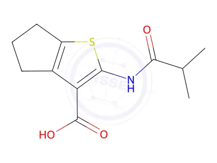 Chemical structure of 2-(2-Methylpropanamido)-4h,5h,6h-cyclopenta[b]thiophene-3-carboxylic acid