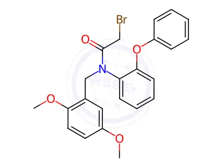 Chemical structure of Acetamide, 2-bromo-N-[(2,5-dimethoxyphenyl)methyl]-N-(2-phenoxyphenyl)-