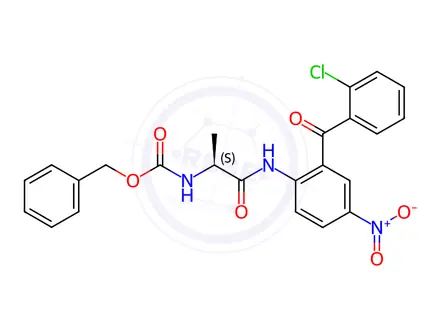 Chemical structure of (S)-[2-[[2-(2-Chlorobenzoyl)-4-nitrophenyl]amino]-1-methyl-2-oxoethyl]-carbamic Acid Phenylmethyl Ester