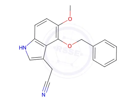 Chemical structure of 5- Methoxy- 4- (phenylmethoxy) -1H- indole- 3- acetonitrile