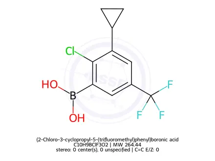 Chemical structure of (2-Chloro-3-cyclopropyl-5-(trifluoromethyl)phenyl)boronic acid