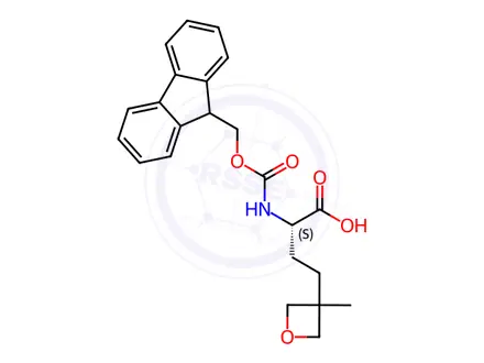 Chemical structure of 3-Oxetanebutanoic acid, α-[[(9H-fluoren-9-ylmethoxy)carbonyl]amino]-3-methyl-, (αS)-
