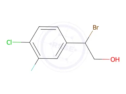 Chemical structure of 2-Bromo-2-(4-chloro-3-fluorophenyl)ethan-1-ol