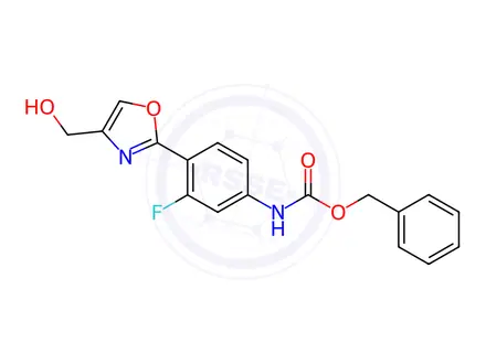 Chemical structure of BENZYL (3-FLUORO-4-(4-(HYDROXYMETHYL)OXAZOL-2-YL)PHENYL)CARBAMATE