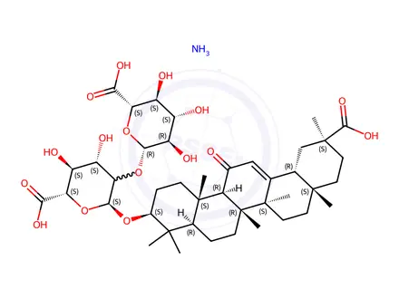 Chemical structure of GLYCYRRHIZIC ACID, MONOAMMONIUM SALT HYDRATE, CA. 75
