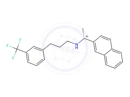 Chemical structure of N-[(1R)-1-(napthalen-2-yl) ethyl]-3-[3-(trifluoromethyl) phenyl] propan-1-amine