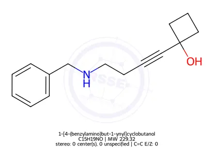 Chemical structure of 1-[4-(benzylamino)but-1-ynyl]cyclobutanol