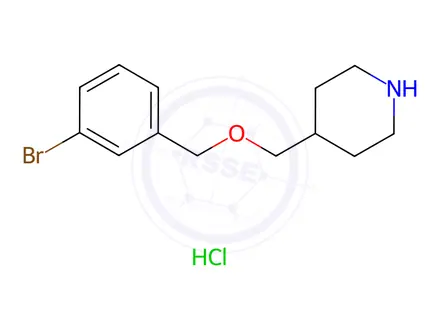 Chemical structure of 4-{[(3-Bromobenzyl)oxy]methyl}piperidine hydrochloride