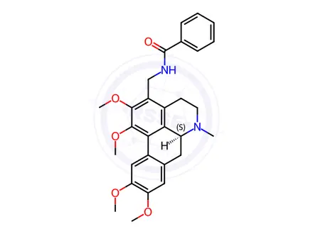 Chemical structure of (S)-N-[(5,6,6a,7-Tetrahydro-1,2,9,10-tetramethoxy-6-methyl-4H-dibenzo[de,g]quinolin-3-yl)methyl]benzamide