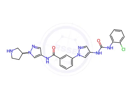 Chemical structure of QUINAZOLINAMINE, 8-METHOXY-7-(1-METHYL-1H-PYRAZOL-4-YL)-N-[4-[3-(4-MORPHOLINYL)-1H-1,2,4-TRIAZOL-1-YL]PHENYL]-