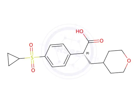 Chemical structure of (R)-2-(4-(Cyclopropylsulfonyl)phenyl)-3-(tetrahydro-2H-pyran-4-yl)propanoic acid