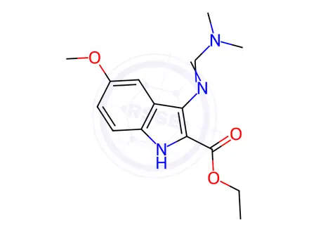 Chemical structure of Ethyl 3-{[(1E)-(dimethylamino)methylene]amino}-5-methoxy-1H-indole-2-carboxylate