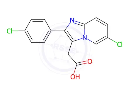 Chemical structure of 6-Chloro-2-(4-chlorophenyl)imidazo[1,2-a]pyridine-3-acetic Acid
