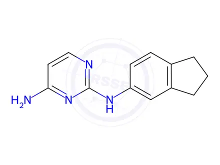Chemical structure of N2-(2,3-dihydro-1H-inden-5-yl)pyrimidine-2,4-dia mine