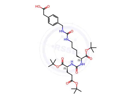 Chemical structure of Boc-C2-Urea-bis(Boc)-C4-Urea-4-phenylacetic acid