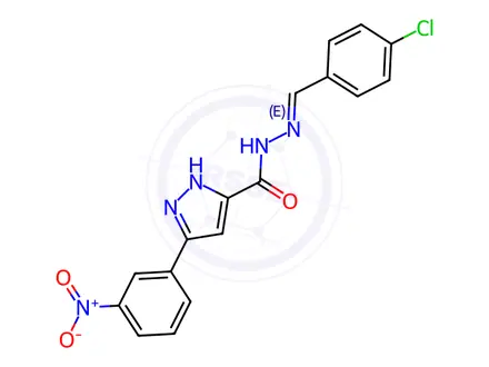Chemical structure of N'-(4-Chlorobenzylidene)-3-(3-nitrophenyl)-1H-pyrazole-5-carbohydrazide