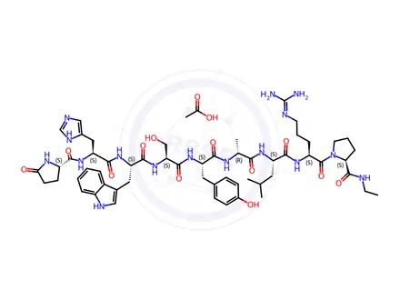 Chemical structure of (Des-Gly10,D-Ala6,Pro-NHEt9)-LHRH