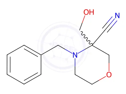 Chemical structure of 4-Benzyl-3-(hydroxymethyl)morpholine-3-carbonitrile
