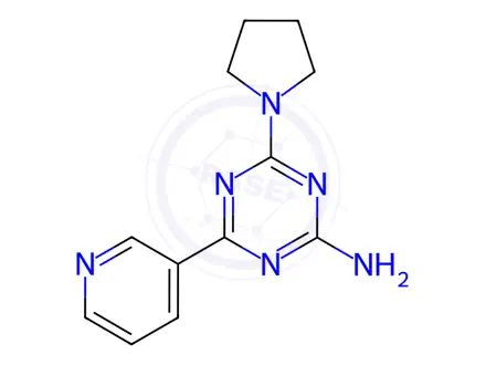 Chemical structure of s-Triazine, 2-amino-4-(3-pyridyl)-6-(1-pyrrolidinyl)-
