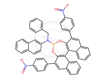 Chemical structure of N-benzyl-N-(naphthalen-2-yl)-2,6-bis(4-nitrophenyl)dinaphtho[2,1-d:1',2'-f][1,3,2]dioxaphosphepin-4-amine