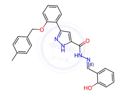 Chemical structure of N'-(2-Hydroxybenzylidene)-5-(2-((4-methylbenzyl)oxy)phenyl)-1H-pyrazole-3-carbohydrazide