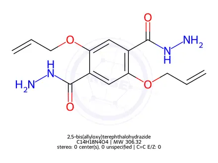 Chemical structure of 2,5-bis(allyloxy)terephthalohydrazide