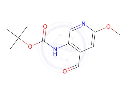Chemical structure of (4-Formyl-6-methoxy-pyridin-3-yl)-carbamic acid tert-butyl ester