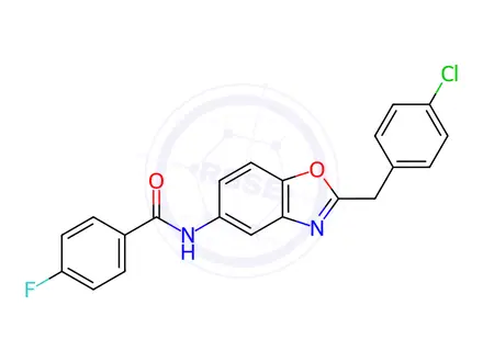 Chemical structure of N-(2-(4-Chlorobenzyl)benzo[d]oxazol-5-yl)-4-fluorobenzamide