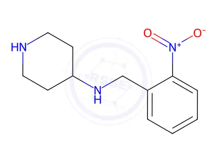 Chemical structure of N-(2-Nitrobenzyl)piperidine-4-amine dihydrochloride