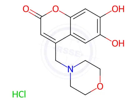 Chemical structure of 6,7-dihydroxy-4-(morpholinomethyl)-2-benzopyrone hydrochloride