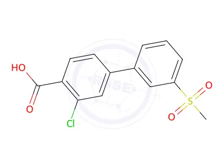 Chemical structure of 3-chloro-3'-(methylsulfonyl)-[1,1'-biphenyl]-4-carboxylic acid