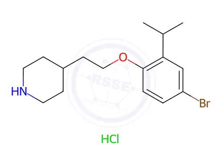Chemical structure of 4-[2-(4-Bromo-2-isopropylphenoxy)ethyl]piperidine hydrochloride