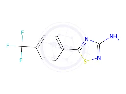 Chemical structure of 5-[4-(trifluoromethyl)phenyl]-1,2,4-thiadiazol-3-amine