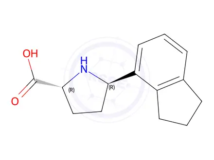 Chemical structure of (2R,5R)-5-(2,3-dihydro-1H-inden-4-yl)pyrrolidine-2-carboxylic acid