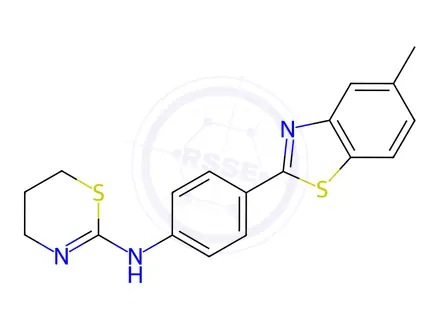 Chemical structure of N-[4-(5-methyl-1,3-benzothiazol-2-yl)phenyl]-5,6-dihydro-4H-1,3-thiazin-2-amine