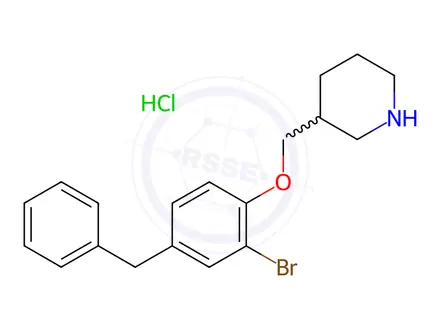 Chemical structure of 3-[(4-Benzyl-2-bromophenoxy)methyl]piperidine hydrochloride