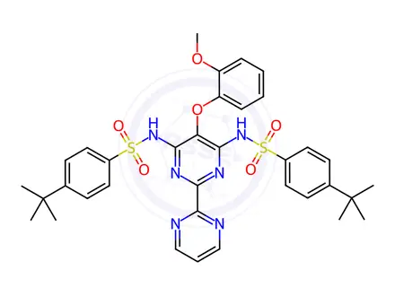 Chemical structure of N,N'-[5-(2-Methoxyphenoxy)[2,2'-bipyrimidine]-4,6-diyl]bis[4-(1,1-dimethylethyl)benzenesulfonamide]