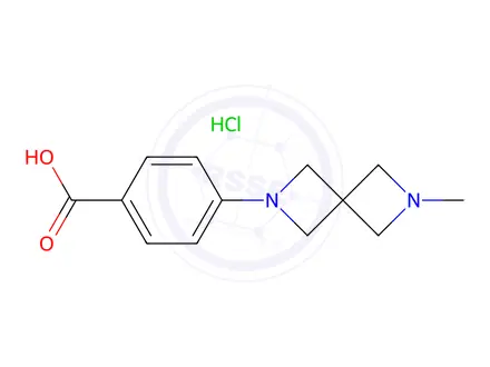 Chemical structure of 4-(6-Methyl-2,6-diazaspiro[3.3]Heptan-2-yl)benzoic acid hydrochloride