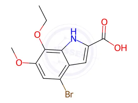 Chemical structure of 4-Bromo-7-ethoxy-6-methoxy-1h-indole-2-carboxylic acid