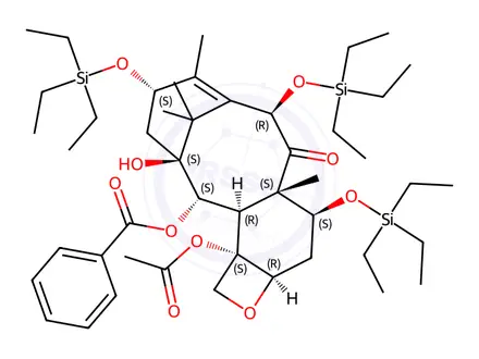 Chemical structure of 7,10,13-Tris(triethylsilyl)-10-Deacetylbaccatin III