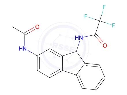 Chemical structure of N-(2-acetamido-9H-fluoren-9-yl)-2,2,2-trifluoro-acetamide