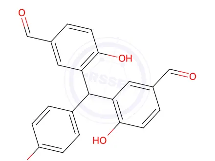 Chemical structure of 3,3-[(4-Hydroxyphenyl)methylene]bis[4-hydroxybenzaldehyde