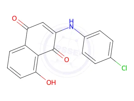 Chemical structure of 2-(4-chlorophenylamino)-8-hydroxynaphthalene-1,4-dione