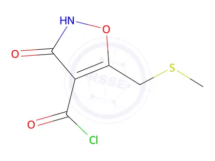 Chemical structure of 5-((Methylthio)methyl)-3-oxo-2,3-dihydroisoxazole-4-carbonyl chloride