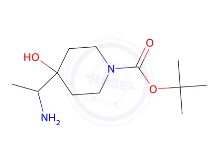 Chemical structure of tert-Butyl 4-(1-aminoethyl)-4-hydroxypiperidine-1-carboxylate