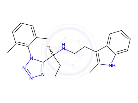 Chemical structure of N-[1-[1-(2,6-Dimethylphenyl)-1H-tetrazol-5-yl]-1-methylpropyl]-2-methyl-1H-indole-3-ethanamine