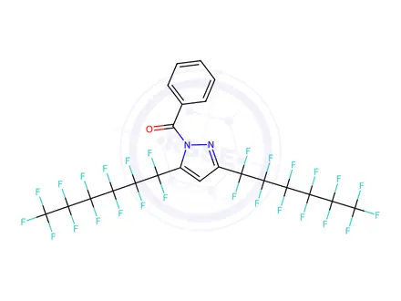 Chemical structure of 1-Benzoyl-3,5-bis(tridecafluoro-1-hexyl)pyrazole
