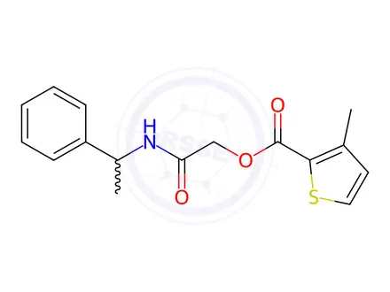 Chemical structure of 2-Oxo-2-((1-phenylethyl)amino)ethyl 3-methylthiophene-2-carboxylate