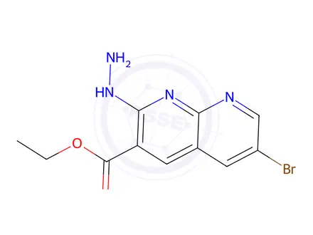 Chemical structure of Ethyl 6-Bromo-2-hydrazinyl-1,8-naphthyridine-3-carboxylate